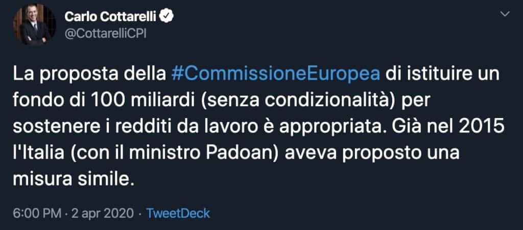 Tweet di Carlo Cottarelli