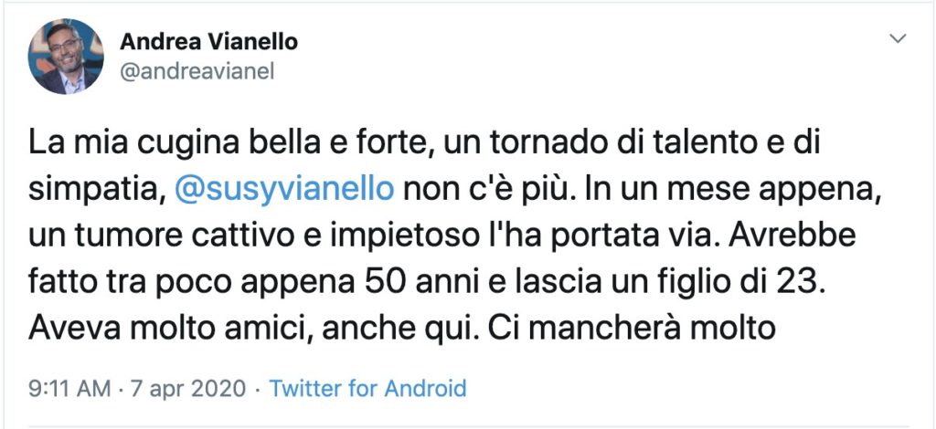 tweet andrea vianello susanna vianello