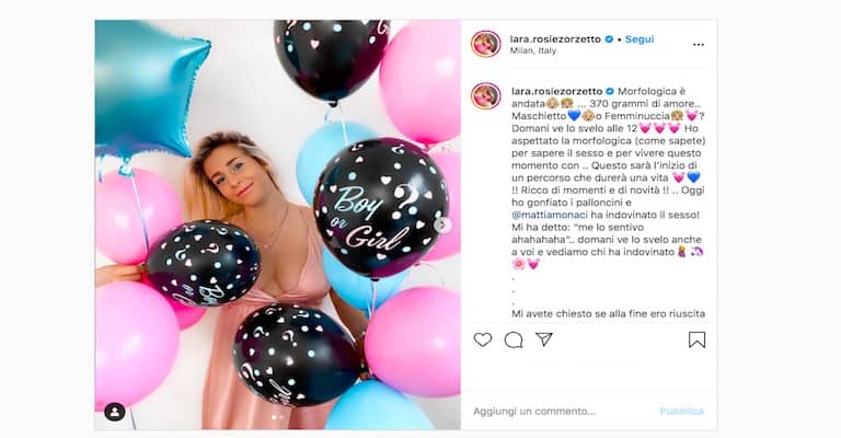 Lara Zorzetto incinta su instagram