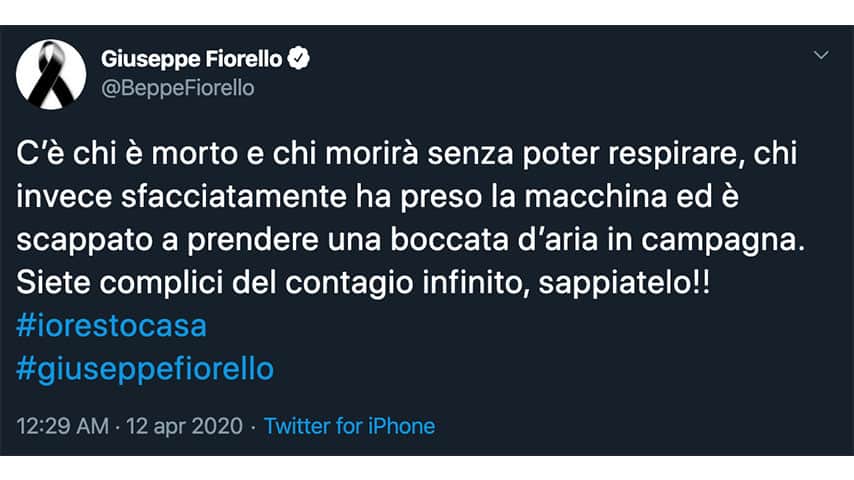 Tweet di Beppe Fiorello