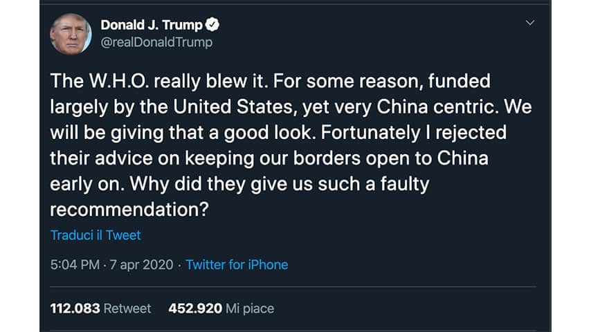 Tweet di Donald Trump