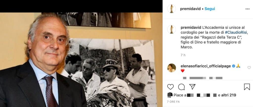 post instagram dell'accademia del cinema italiano