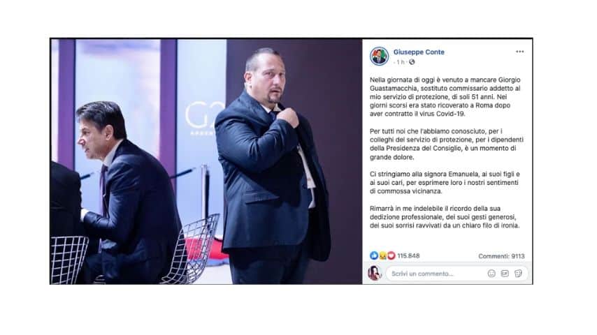 Il post del Presidente Conte