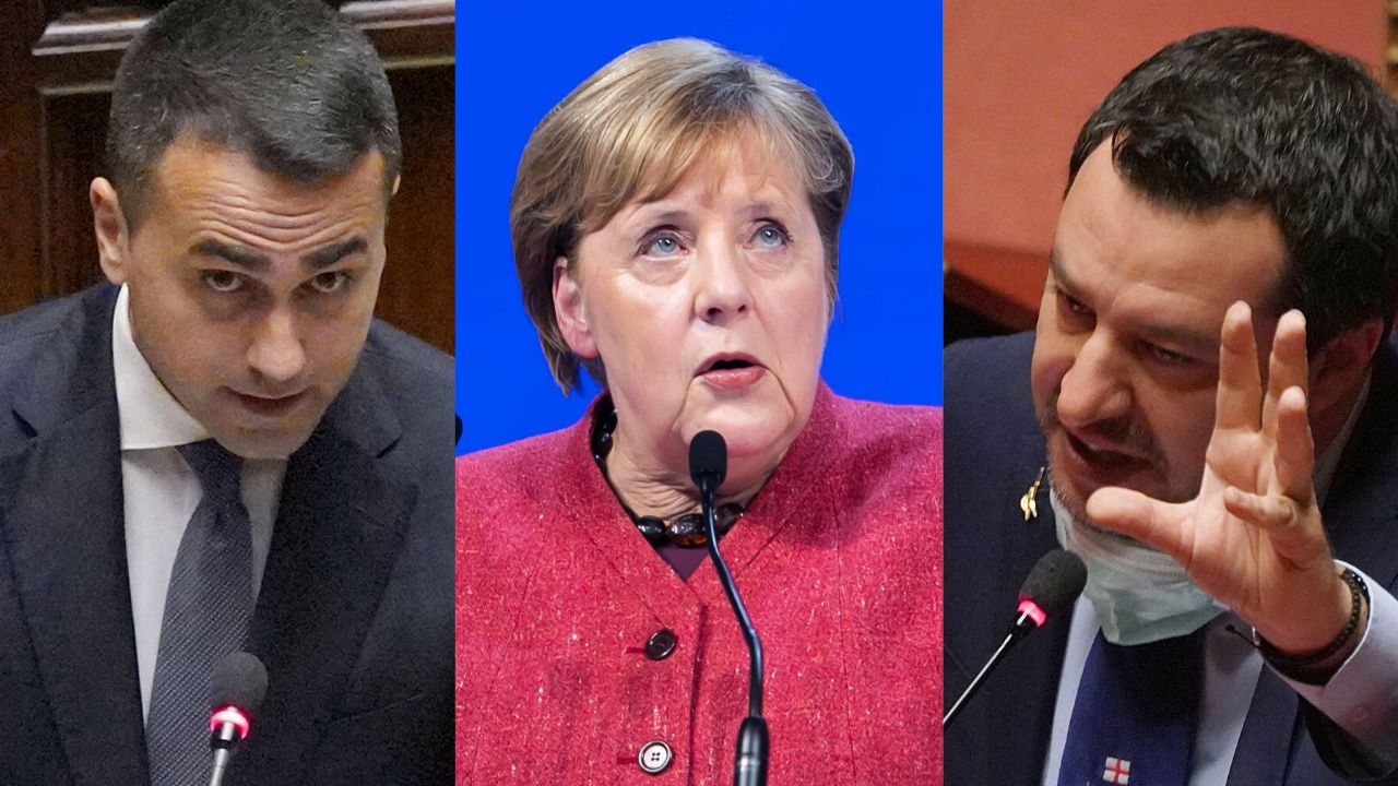 Luigi Di Maio, Angela Merkel e Matteo Salvini