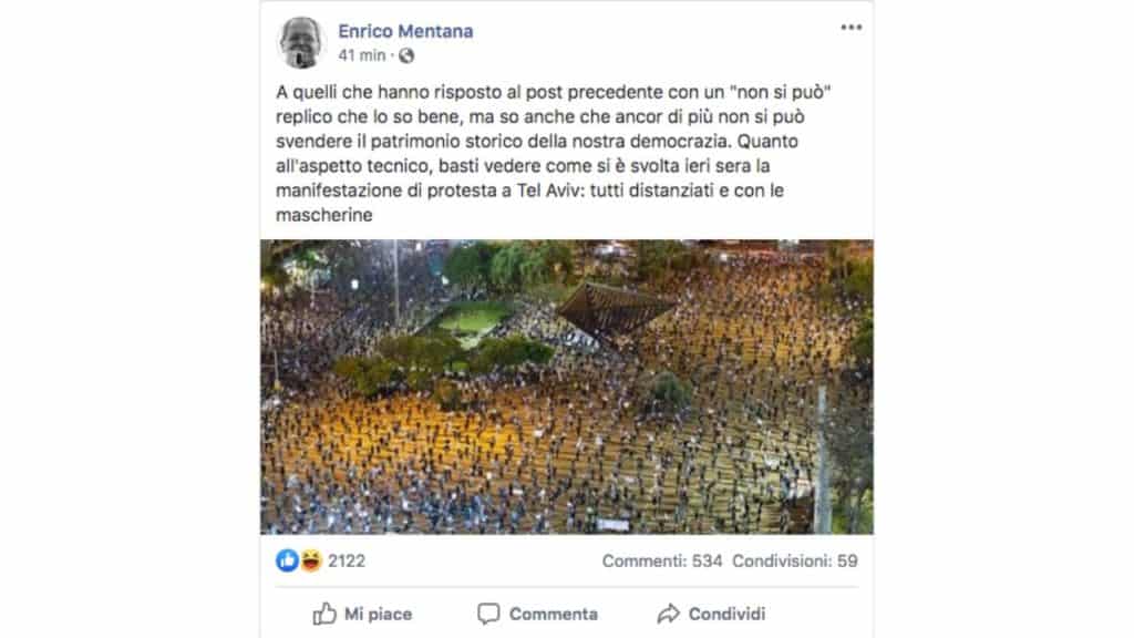 Enrico Mentana post Facebook