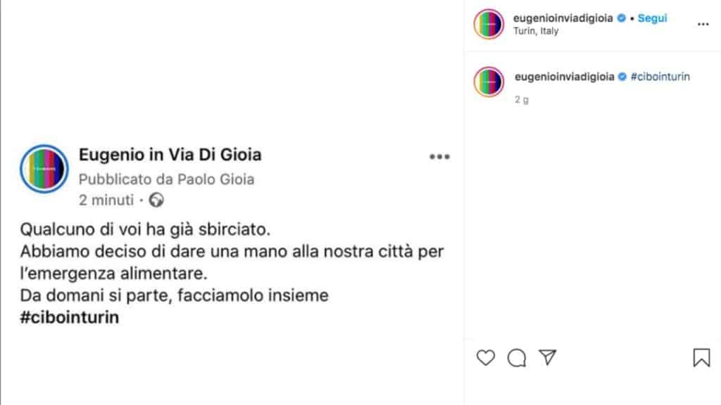 eugenio in via di gioia post instagram