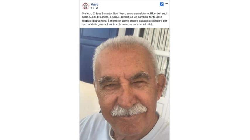 Il post su Facebook di Vauro sulla morte di Giulietto Chiesa