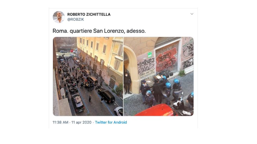 Un tweet di un residente del quartiere San Lorenzo