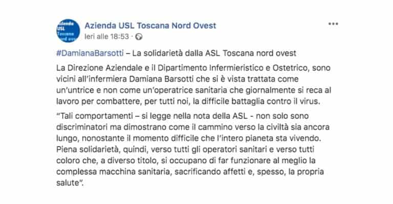 Post dell'USL Toscana Nord Ovest