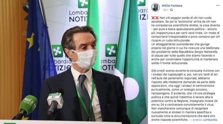 Post facebook di Attilio Fontana