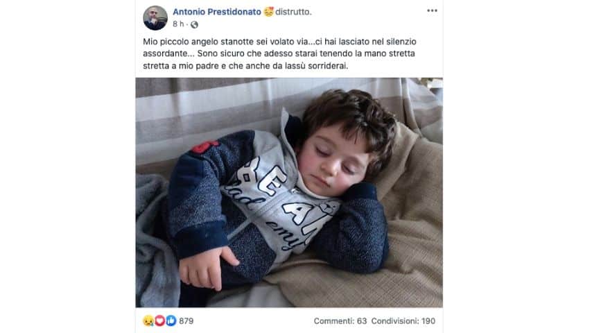 Il post pubblicato da Antonio Prestidonato su Facebook