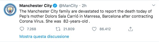 Tweet del Manchester City