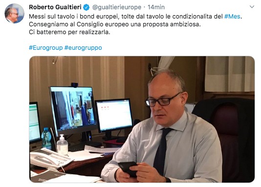 Tweet del Ministro Gualtieri