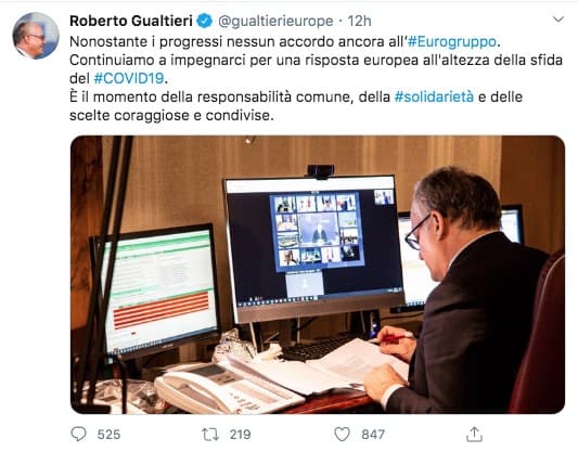 Tweet del Ministro Gualtieri