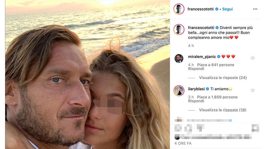 Post di Francesco Totti con la figlia su Instagram