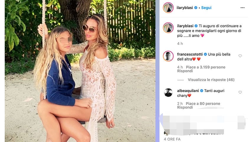 Post di Ilary Blasi con la figlia su Instagram