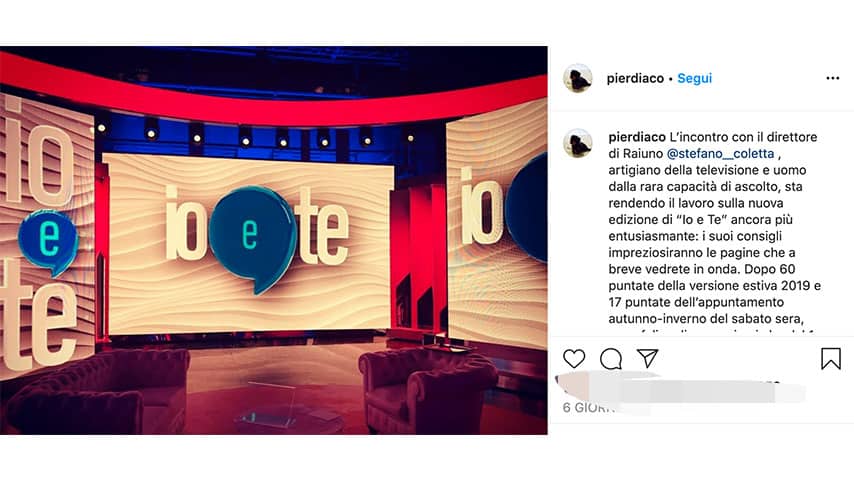 Post di Pierluigi Diaco su Instagram