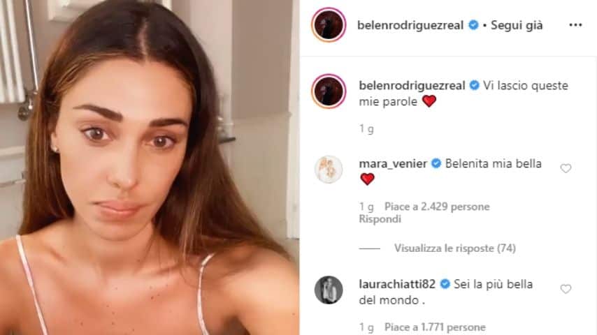 Mara Venier e Laura Chiatti: messaggi di affetto a Belen