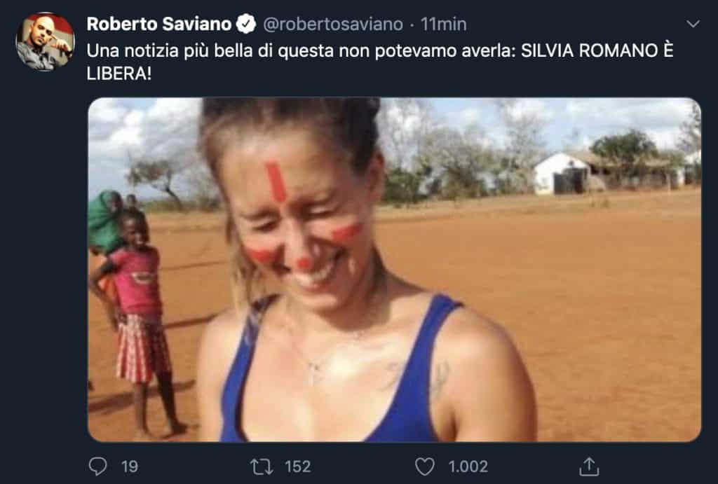 Tweet di Roberto Saviano