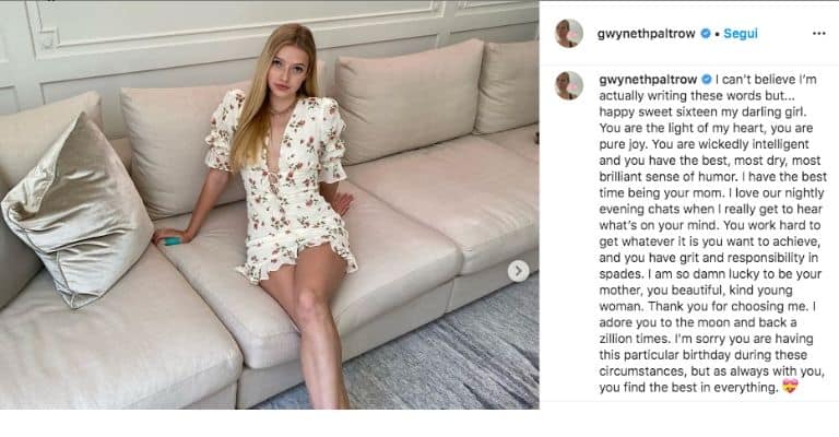 Apple Martin in una foto condivisa da mamma Gwyneth Paltrow