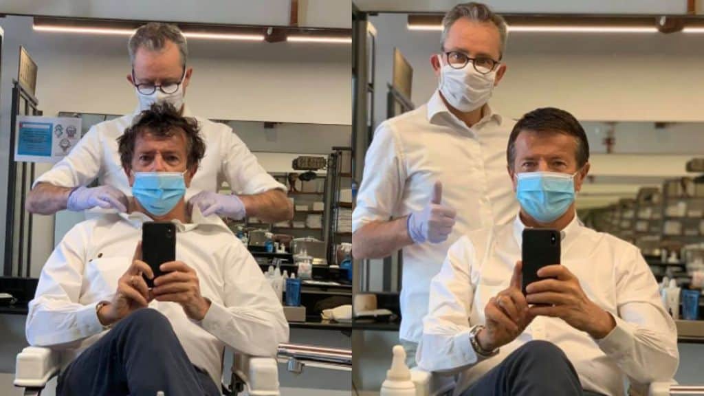 Giorgio Gori prima e dopo il parrucchiere