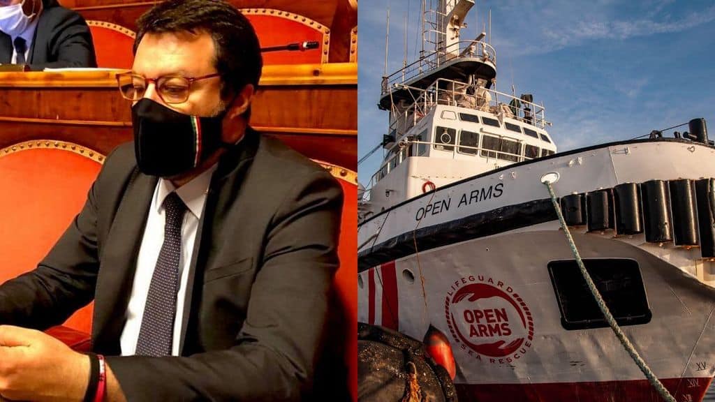 matteo salvini con la mascherina e open arms