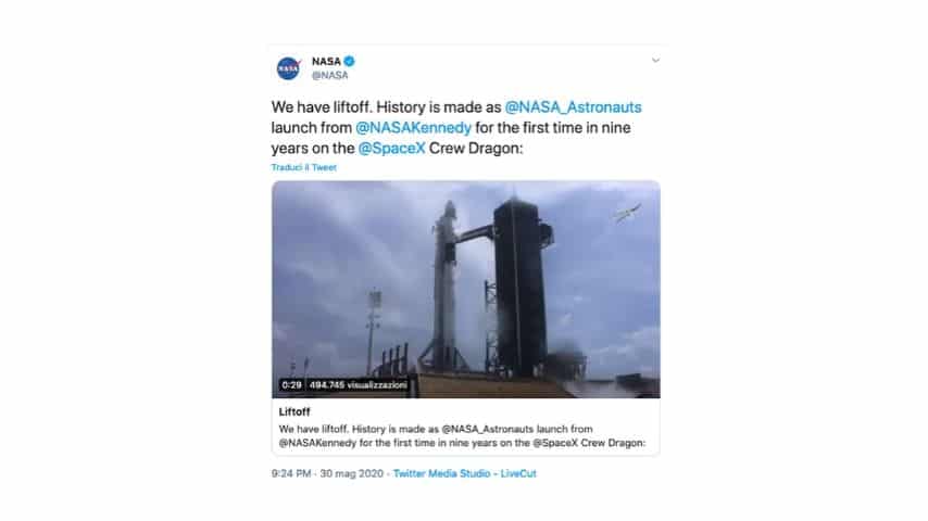 Il tweet della Nasa