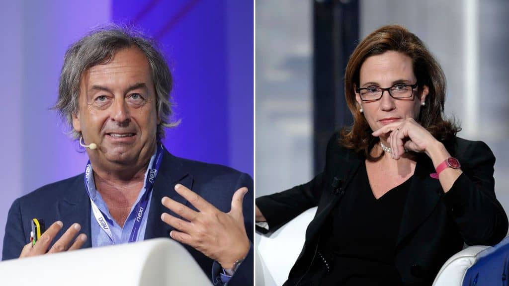 Primi piani di Roberto Burioni e Ilaria Capua