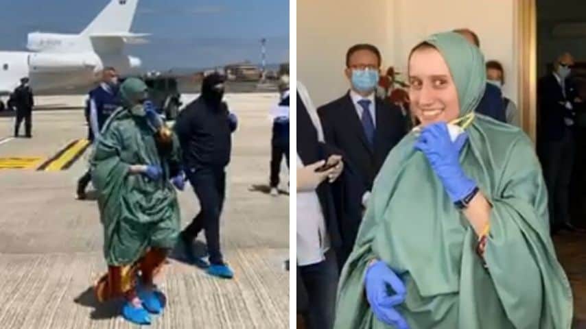 Silvia Romano, le prime immagini dall'aeroporto di Ciampino