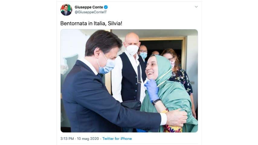 Il Post di Conte sull'arrivo di Silvia Romano