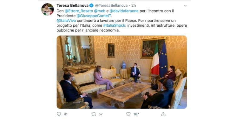 Tweet di Teresa Bellanova