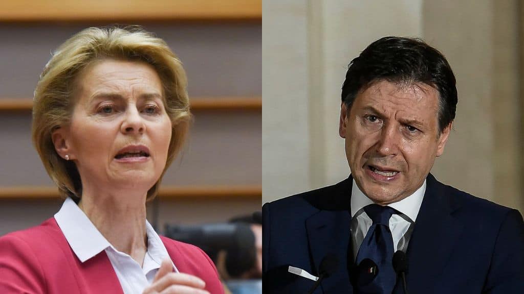 Ursula Von der Leyen e Giuseppe Conte in primo piano