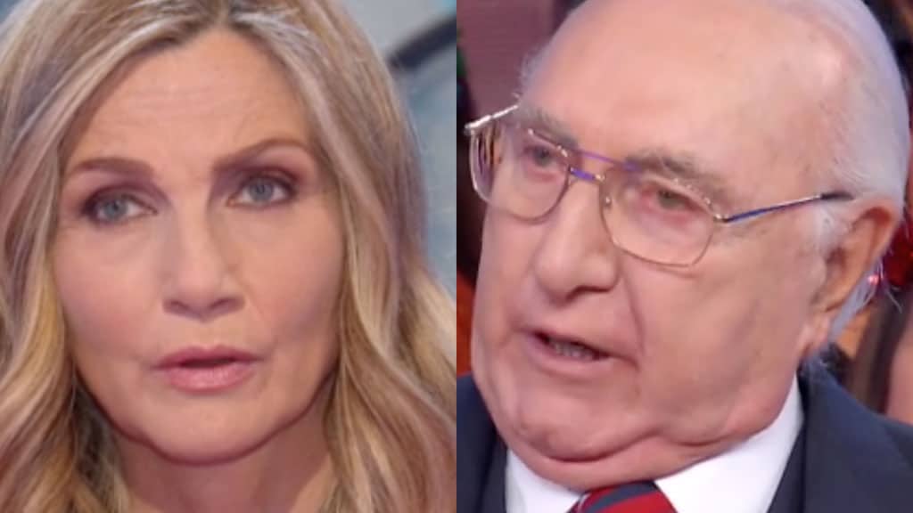 Primo piano di Lorella Cuccarini e Pippo Baudo