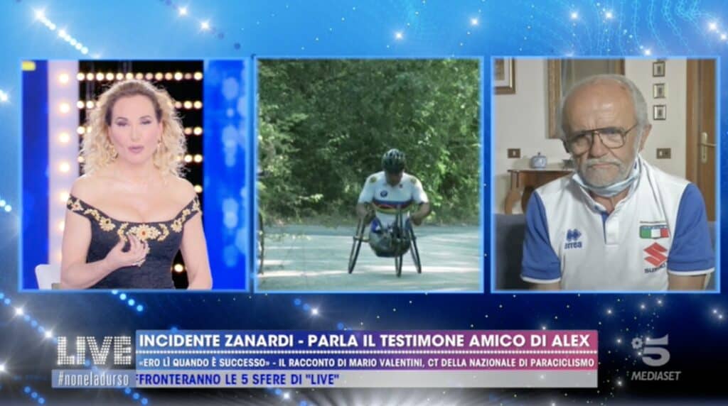 barbara d'urso e mario valentini parlano di Alex Zanardi