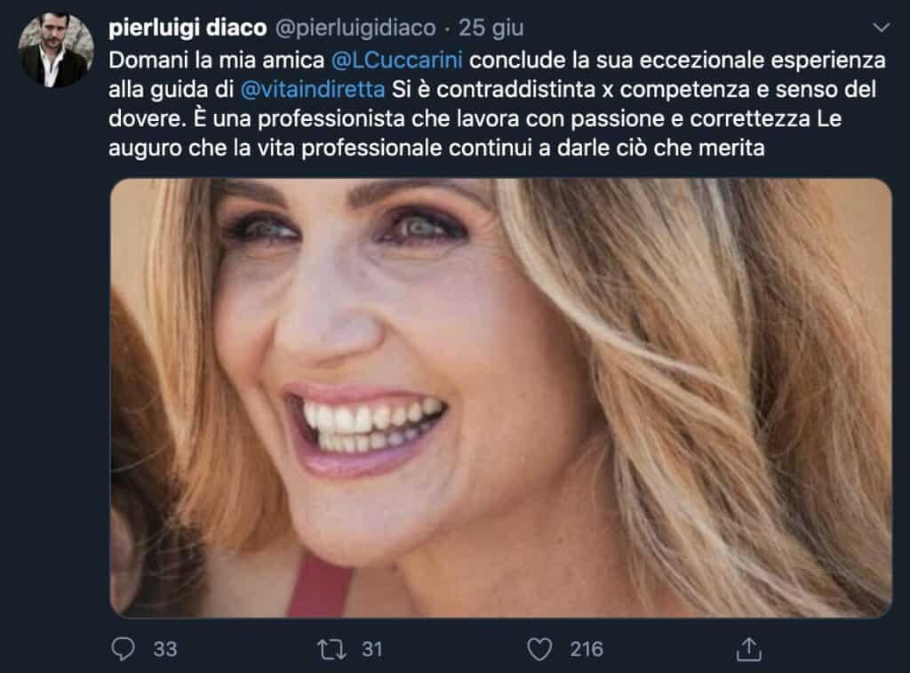 Il tweet di Pierluigi Diaco