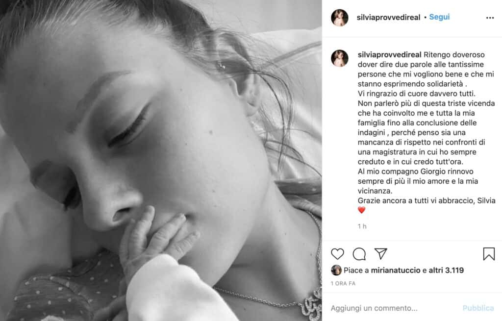 Il post su Instagram di Silvia Provvedi