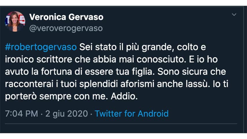Tweet di Veronica Gervaso
