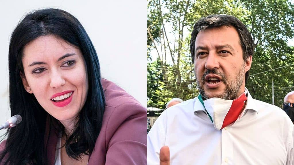 lucia azzolina e matteo salvini in primo piano