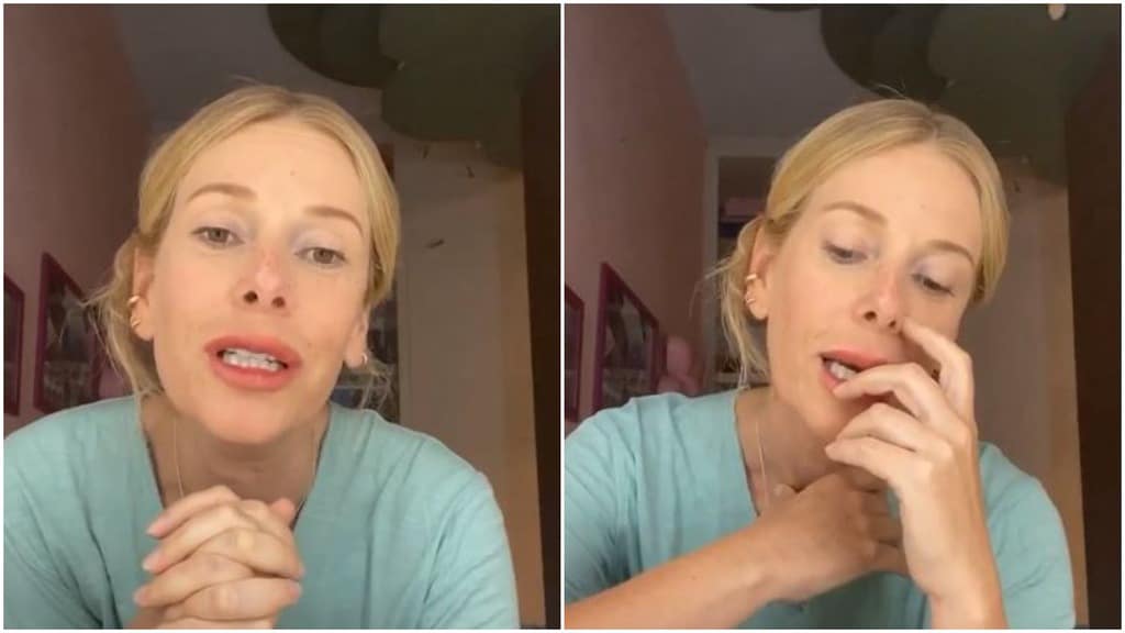 alessia marcuzzi, seria in volto, primo piano