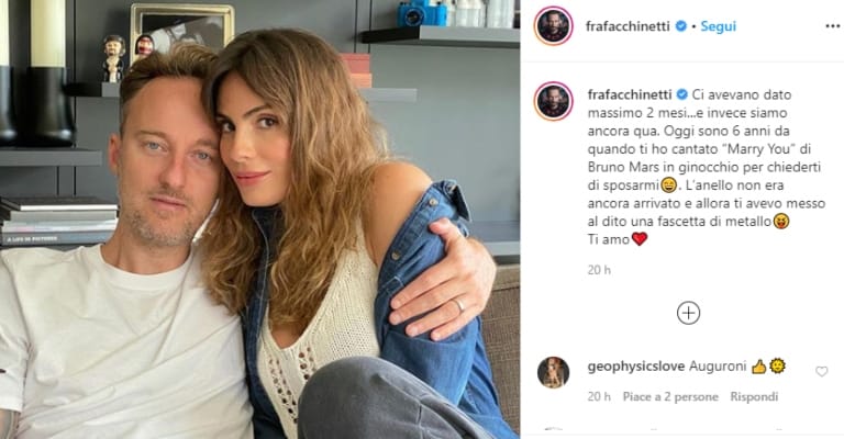 il post instagram di francesco facchinetti con la moglie