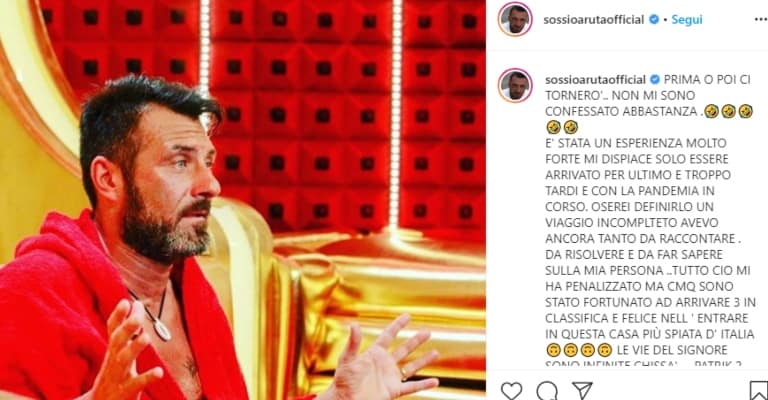 foto e lettera di sossio aruta su instagram