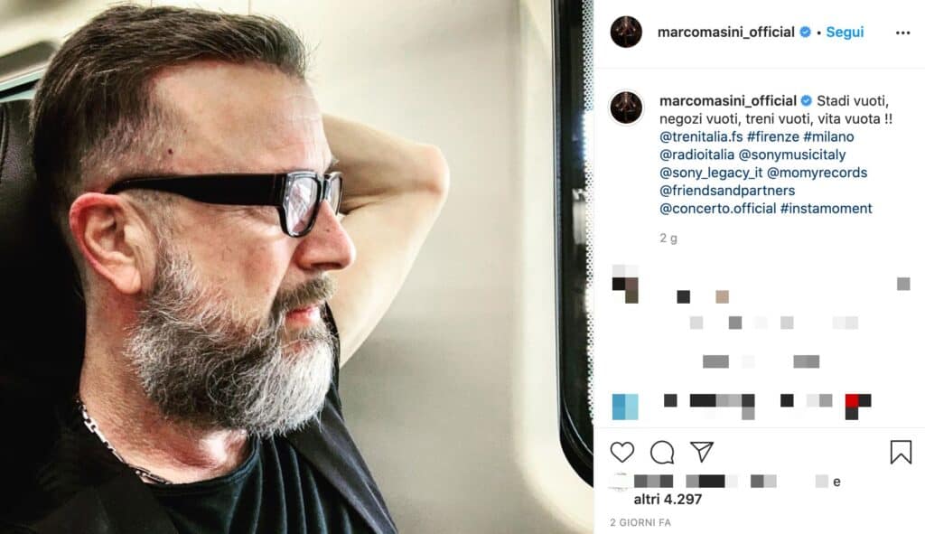 Il post Instagram di Marco Masini