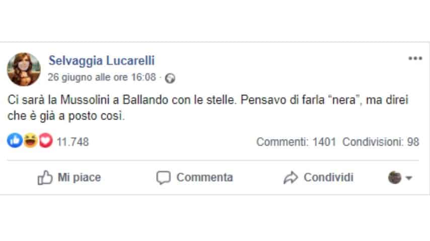 Selvaggia Lucarelli e la battuta su Alessandra Mussolini a Ballando con le stelle