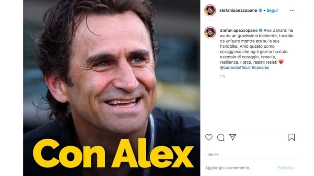 il post su instagram di stefania pezzopane per alex zanardi