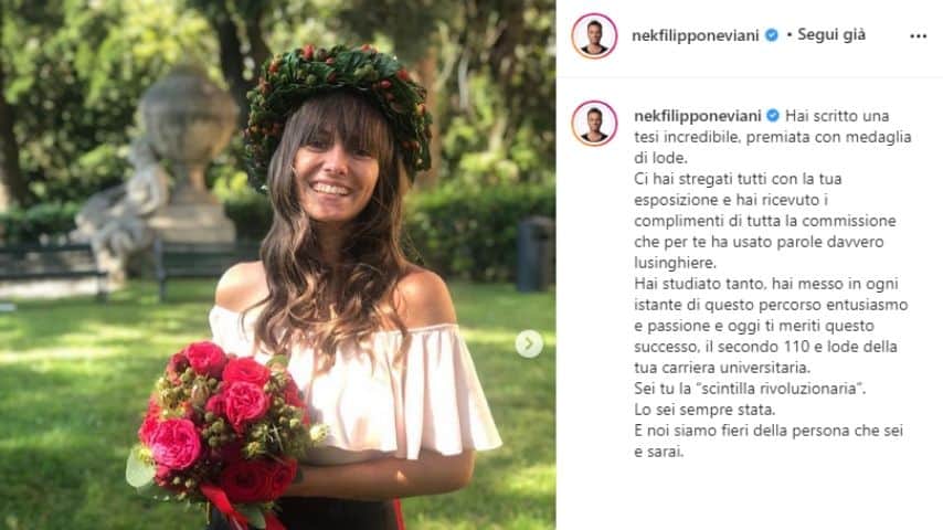 Immagine della laurea di Martina, figlia di Nek