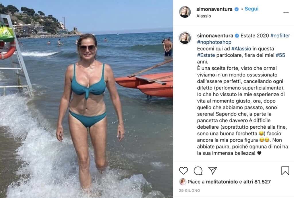 Il post di Simona Ventura su Instagram