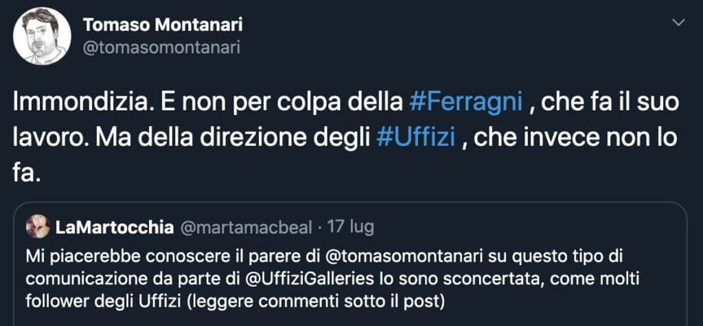 Il tweet di Tomaso Montanari