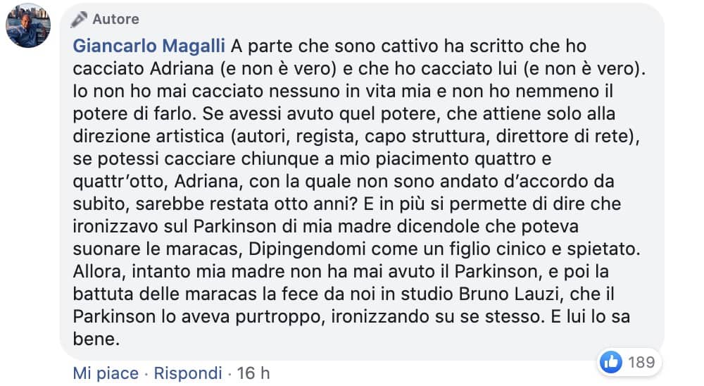 Il commento di Giancarlo Magalli