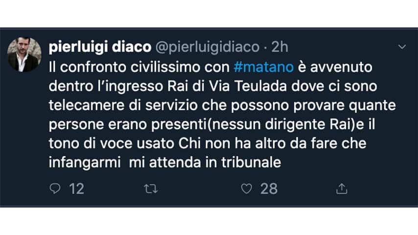 Tweet di Pierluigi Diaco