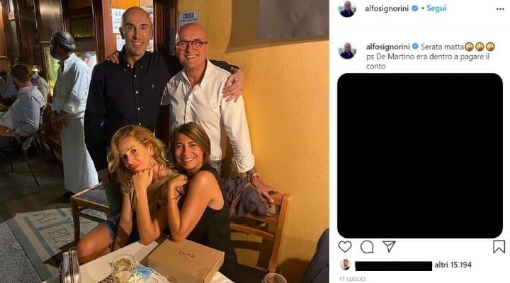 Alfonso Signorini a cena con Alessia Marcuzzi